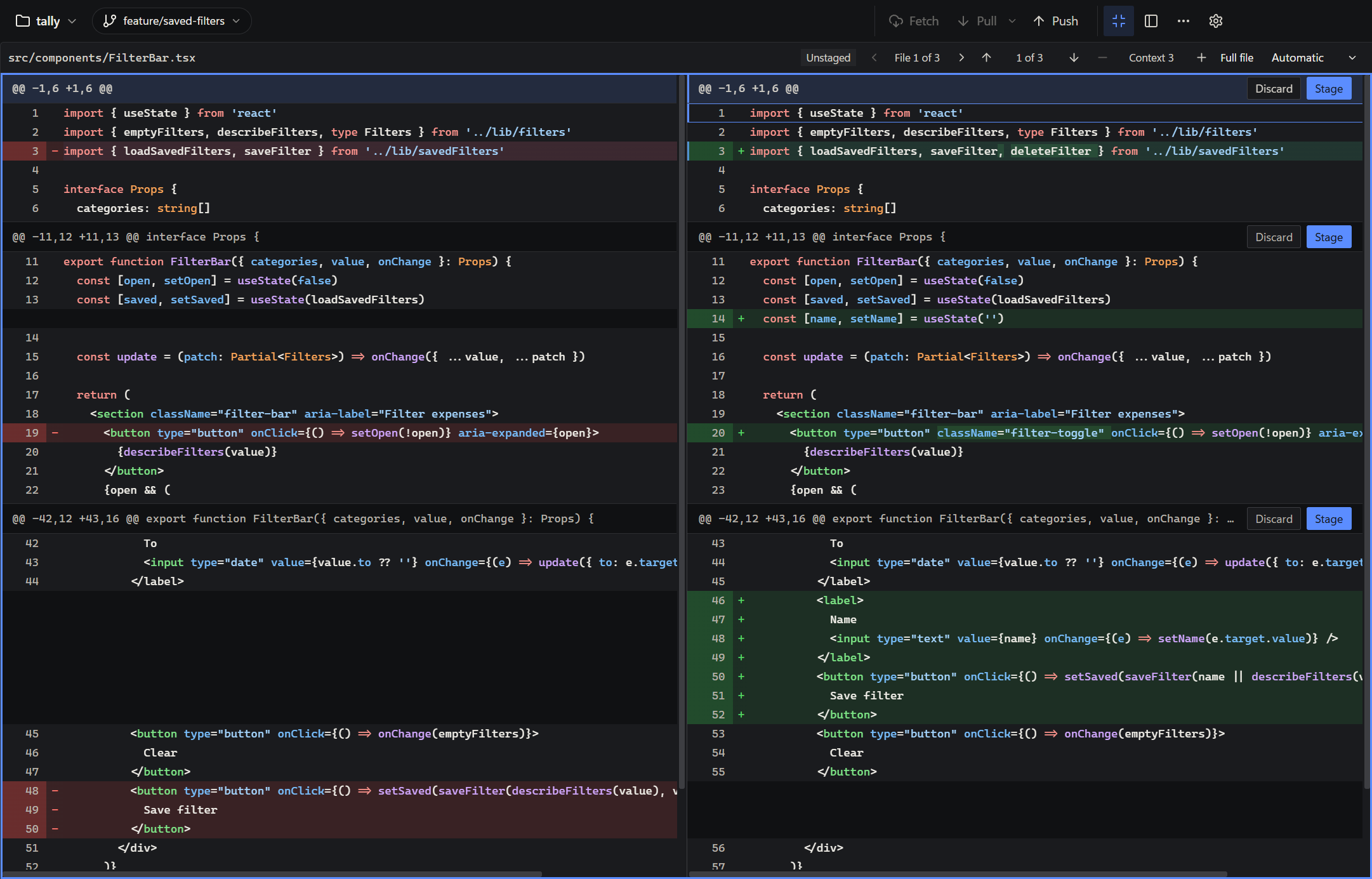 Oak with the code area expanded to fill the window, in Oak's dark theme.